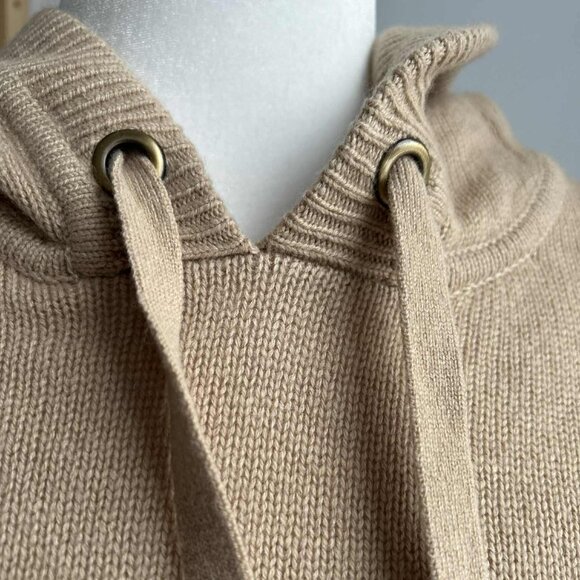Michael Kors Camel Soft Merino-Cashmere Oversized Hooded Knit Cape – US L/XL - Picture 11 of 13